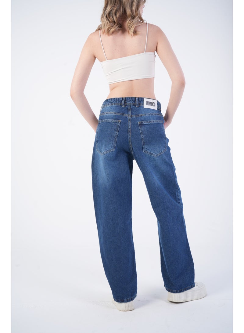 AMICI Mid-waist Navy blue baggy jeans - Image 1